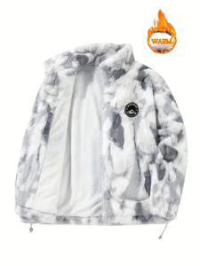 Dropshipping Chaqueta elegante de lana Tie-Dye para hombre-Abrigo cálido y grueso con cuello levantado para otoño/invierno-Artículo de moda - Product Image 4