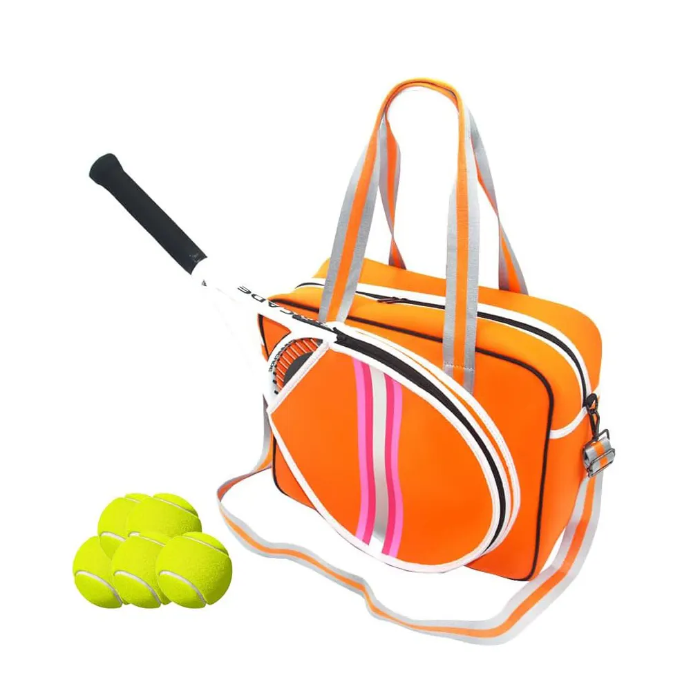 Waterproof Tennis Racket Tote Bag Removable Shoulder Strap Bottom Pad Large Racquet Pickleball Badminton Neoprene Tennis Bags