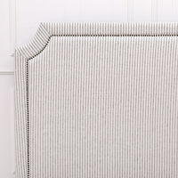 Cabecera de Cama Doble Tapizada en Tela con Rayas Azules Oscuros, Muebles de Dormitorio de Estilo Moderno