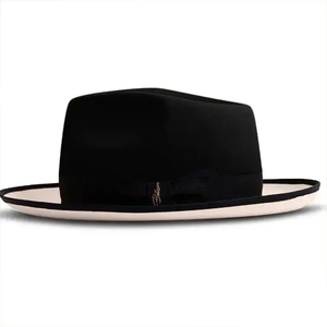 Black slight pink <b>Wool</b> Fedora Hat With Black Band Unisex Adult Formal Casual 56-58CM Four Seasons - Product Image 1