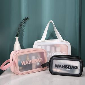 Bolsa de Plástico Transparente Impermeable para Mujer, Moderna y Popular, con Asa, Bolsa de Cosméticos Negra de PVC con Cierre - Product Image 6