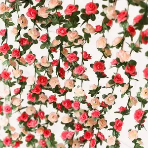5 Cái 41Ft Hoa Vòng Hoa Lụa Rose Vine Hoa Nhân Tạo Treo Rose Ivy Treo Giỏ Cưới Arch Vườn Nền