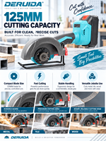 Scie circulaire sans fil portable DERUIDA 21V avec deux batteries lithium-ion, scie à métal et à bois pour bricolage et usage industriel