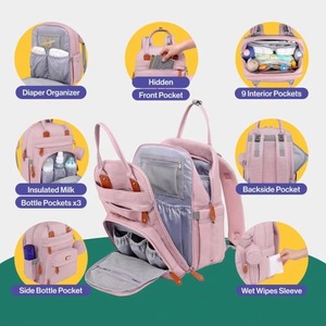 Muestra gratuita: Mochila pañalera de gran capacidad para mujer, multiusos, para bebé niño o niña - Product Image 4