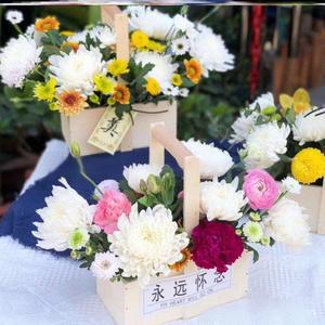 Wooden Flower Pots Vases <b>Baskets</b> Desktop Decorative Living Room TV Cabinet Dining Decorations Simulation of Dried Flowers - Product Image 1