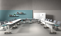 Table de formation pliable en acier inoxydable Roulette Bureau de conférence mobile Table de formation rabattable Écran de confidentialité Conception multifonctionnelle