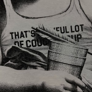 T-shirt Unisex Oversize Personalizzata con Stampa Cupido e Scritta 'THAT'S a AWFUL LOT of COUGH SYRUP', 100% Cotone di Alta Qualità, Girocollo - Product Image 4