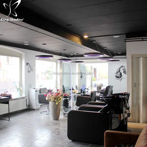 Berber ve atölye kullanımı için Modern çift taraflı LED ışık ayna istasyonu cam TV Styling istasyonu - Product Image 3