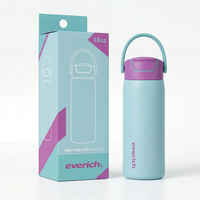 Bouteille d'eau réutilisable Everich 304 en acier inoxydable de qualité alimentaire de 18 oz avec couvercle à paille anti-fuite et ouverture facile pour enfants et écoliers