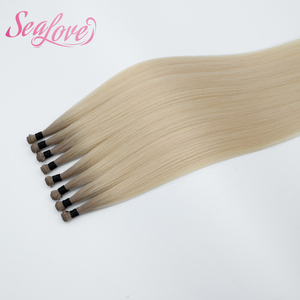 Extensioni di Capelli Umani Remy Annodate <span class=keywords><strong>a</strong></span> Mano, Trama Leggera Senza Cuciture, <span class=keywords><strong>Biondo</strong></span> Platino Cenere per Installazione Professionale in Salone - Product Image 3