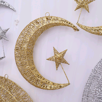 Décorations de noël étoiles et lune en fer, affichage des décorations de noël