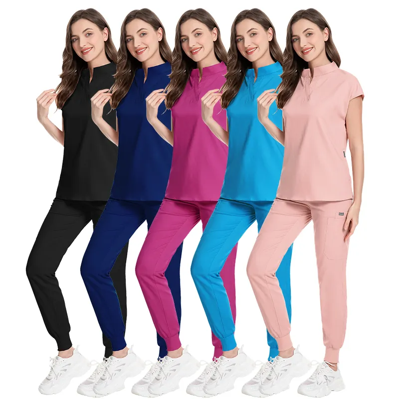 Hot Sell Custom Scrubs Set Stretch Breathable Women Jogger Nursing Scrubs Uniforms Medical Spandex Hospital Surgical Uniforms