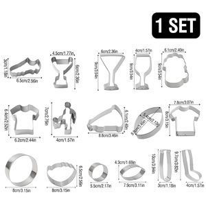 Ensemble de découpoirs à biscuits sur le thème du sport en acier inoxydable, formes de football, rugby, trophée, maillot, moule à biscuits, outil de pâtisserie pour fêtes et bars - Product Image 6