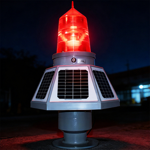 Feu de signalisation aérienne solaire LED longue portée, résistant aux intempéries, pour l'avertissement d'obstacles en haute altitude des structures de ponts - Product Image 2