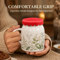 Mug à lait créatif en forme de pot de lait, 12 oz (360 ml), en céramique blanche, avec couvercle en silicone personnalisé pour le petit-déjeuner