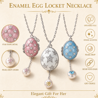 Collier pendentif Haomi CE en émail, motif œuf russe, avec zircone et fausse perle, chaîne de clavicule