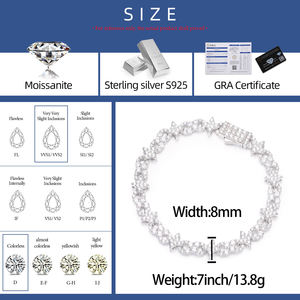 Moda Daity takı Pass elmas Tester 8mm 925 ayar gümüş VVS Moissanite buzlu Out Infinity yıldız bağlantı bilezik erkekler için - Product Image 6