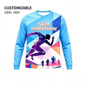 เสื้อยืดวิ่งมาราธอนพิมพ์ลายโลโก้ตามสั่งราคาถูก เสื้อยืดโฆษณาพิมพ์ลาย 3 มิติ เสื้อยืดโพลีเอสเตอร์เปล่าสำหรับงานซับลิเมชั่น - Product Image 1