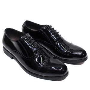Chaussures Richelieu pour hommes en cuir verni noir, à lacets, bout pointu, style formel, pour le bureau et la carrière, semelle extérieure en caoutchouc - Product Image 1