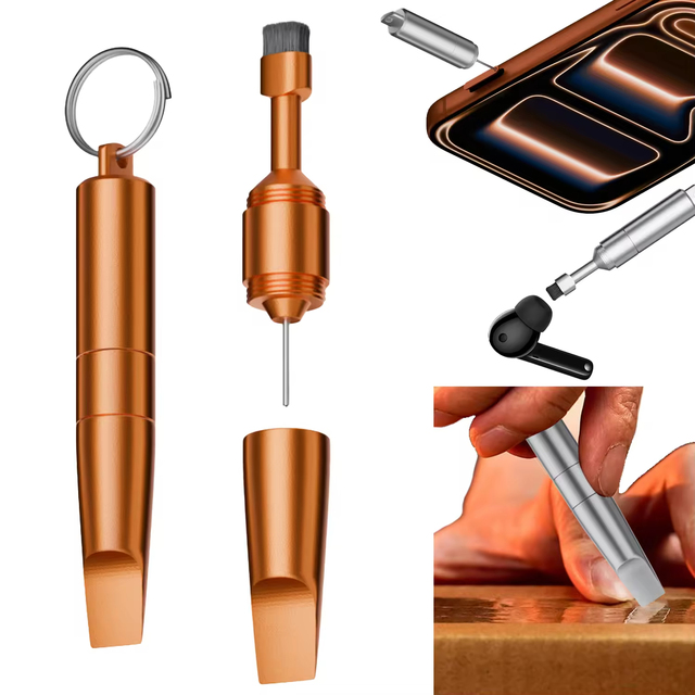 JILIAN High Quality 3-in-1 SIM Card Ejector Pin Needle Phone Camera Cleaning Brush Package Unpacker Aluminum Alloy Portable