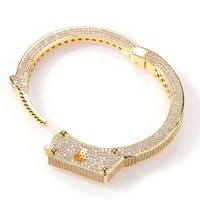 Bracelet Punk Hip Hop pour hommes, Bracelet en forme de menottes, bijoux de mode, Bracelets de Couple remplis de pierres Cz, plaqué or