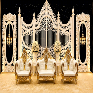 Décoration de scène de mariage asiatique style Palais Impérial, aménagement de mariage thème victorien blanc, scène de réception de mariage de luxe style Bollywood USA - Product Image 1