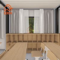 Maison conteneur préfabriquée démontable à panneaux sandwich, à toit en pente, en kit, pour salle de classe d'urgence et école primaire