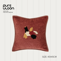 Housse de coussin de canapé moderne pour festival, motif animalier coloré brodé cheval, taie d'oreiller décorative pour salon et maison