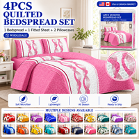 Lot de 4 pièces de literie matelassée, couvre-lit doux pour chambre à coucher, prêt à être expédié