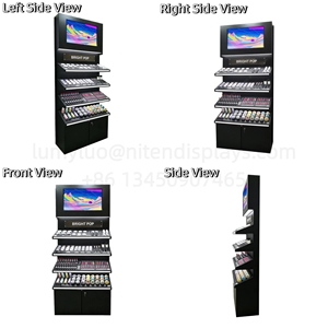 Floor <b>Standing</b> Cosmetic Display Cabinet with Digital <b>Screen</b> LED Light and Lockable Storage Cabinet - Product Image 4
