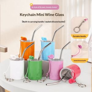 Wholesale 90ml for Tea Coffee 3oz Mini Cup for Kids Use Double Wall Insulated With <b>Straw</b> Lid Stainless Steel Custom Color Logo - Product Image 2