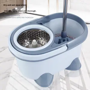 Ensemble de <span class=keywords><strong>seau</strong></span> à serpillière rotatif à double entraînement <span class=keywords><strong>pour</strong></span> un usage domestique, serpillière épaisse <span class=keywords><strong>pour</strong></span> sols, lavage sans les mains, serpillière extensible - Product Image 2