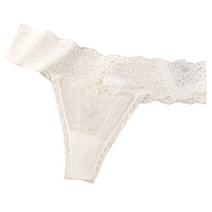 Slip in <span class=keywords><strong>pizzo</strong></span> <span class=keywords><strong>rosa</strong></span> all'ingrosso da donna, in rete trasparente con fiocco decorativo, a vita bassa - Product Image 6