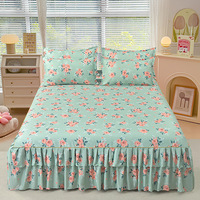 Ensemble de jupes de lit à double couche, couvre-lit imprimé floral, drap de lit bilatéral, jupe de lit