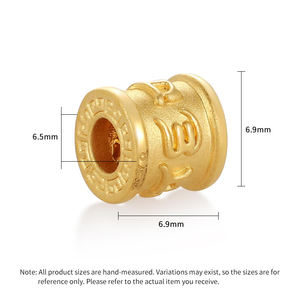 Processus de sablage micro-dur or pur 24k or bracelet motif mantra à six caractères perlé accessoires de bijoux en or - Product Image 3