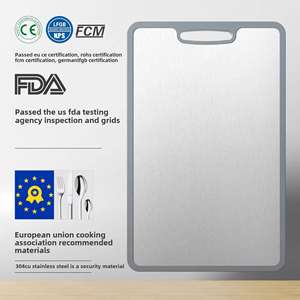 Anti-slip <strong>Antibacterial</strong> TPE <strong>Silicone</strong> Edging Home Use Stainless Steel Cutting Board - Product Image 3
