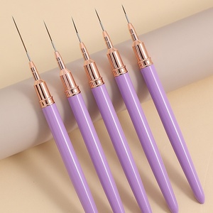 Pinceau de précision japonais en nylon ultra-fin pour nail art, manche métallique Kolinsky, plat, spécial peinture couleur, pour fleurs et salon de manucure - Product Image 5