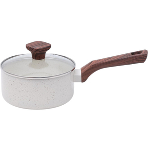 Ensemble de casseroles et poêles en céramique moderne de haute qualité avec revêtement en marbre et poignées en bakélite et bois, 12 pièces, en aluminium - Product Image 5