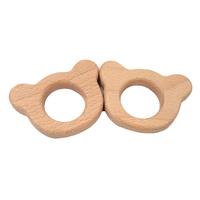 Encantador colgante de oso de madera de dibujos animados, forma de Animal Natural puro, patrón hecho a mano de madera de haya, colgante para hacer joyas DIY