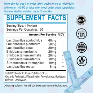 Probióticos y prebióticos en polvo de marca privada OEM para niños mayores de 3 años, paquetes diarios de probióticos para el apoyo digestivo e inmunológico infantil. - Product Image 2