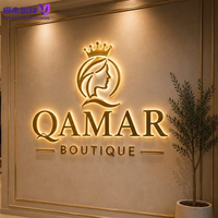 Enseigne personnalisée en acier inoxydable rétroéclairée par LED 3D, logo graphique lumineux Halo pour salon de beauté et studio de spa, décoration murale intérieure