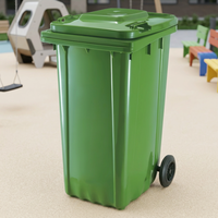Poubelle à roulettes de 240 L, bac à déchets en plastique avec couvercle pour chantier extérieur