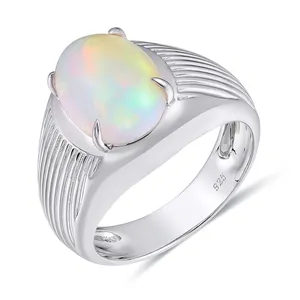 Fashion Accessories 925 Silver Factory Wholesale Trendy 2023 Men's Jewellery Charm Nature Stone Rhodium Plated Good Ring