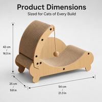 Arbre à chat moderne et léger (1,5 kg) en carton écologique, design lit de repos incurvé, matériaux en sisal, papier ondulé et bois