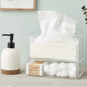 Wholesale Custom Printed Tissue Holder Plastic Transparent Clear Cover Square Toilet Paper Acrylic Tissue Box