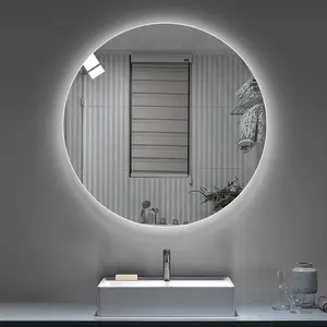 Rifornimento della fabbrica specchio a parete senza cornice di forma rotonda con luci a led specchio da bagno per Hotel Bedro om Salon