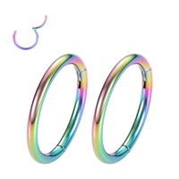 Anneaux de nez segmentés en titane ASTM-F136 de couleur arc-en-ciel Getta, pour piercing de septum
