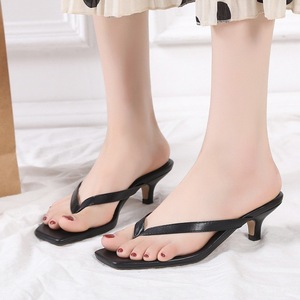 Zapatos de Tacón Bajo con Punta Cuadrada para Mujer, Tallas Grandes, Novedad de Verano, Elegantes Chanclas, Sandalias Sexys - Product Image 1