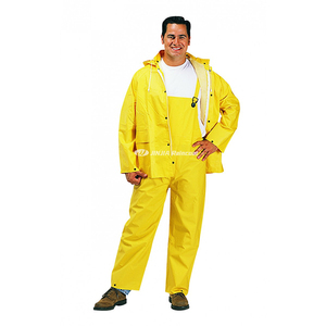 Chubasquero de PVC amarillo para trabajo industrial, traje de lluvia de 2 y 3 piezas, chubasquero impermeable de poliéster de PVC para hombre, chubasquero resistente para hombre - Product Image 5