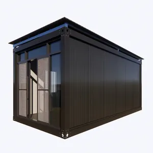 Produsen pabrik rumah applacement hitam mewah rumah prefab Vila wadah bangunan kamar hotel dan kamar mandi 20ft 40ft